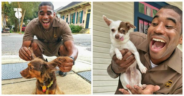 Dog-loving UPS driver spreads joy on his delivery route