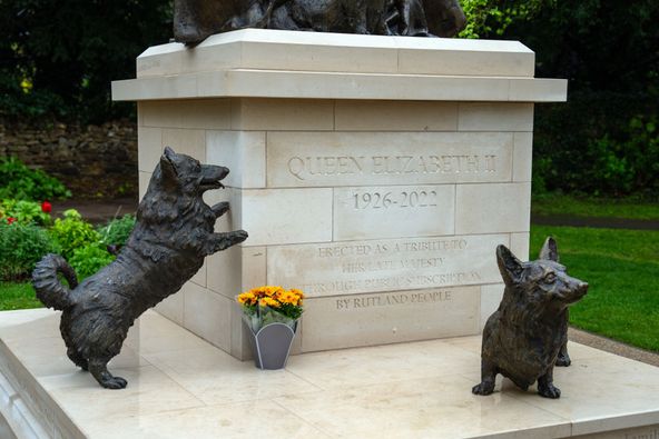 Newly-unveiled statue of Queen Elizabeth II includes her beloved pet Corgis