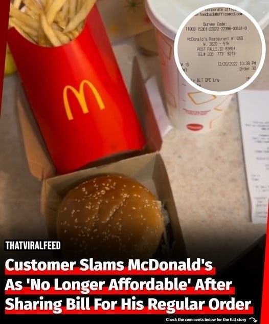 CUSTOMER BLASTS MCDONALD’S AS ‘NO LONGER AFFORDABLE’ AFTER SHARING RECEIPT FOR HIS REGULAR ORDER