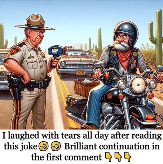 An Arizona Highway Patrol Officer Stops a Harley