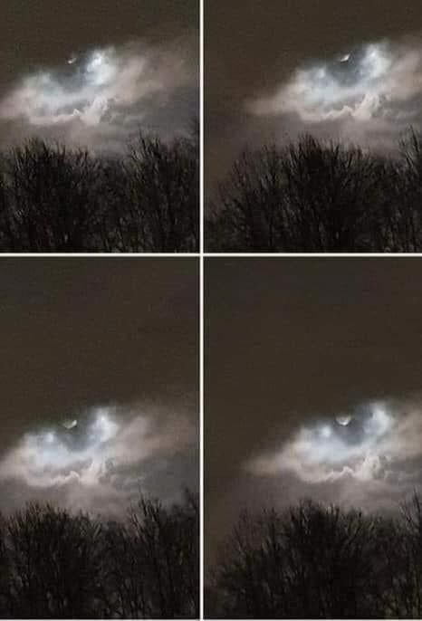 Man Captures Glowing Figure Shining Through Clouds