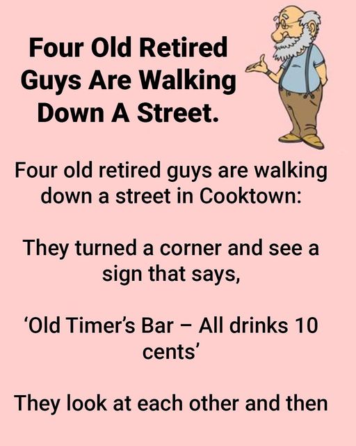 Four Old Retired Guys Are Walking Down A Street