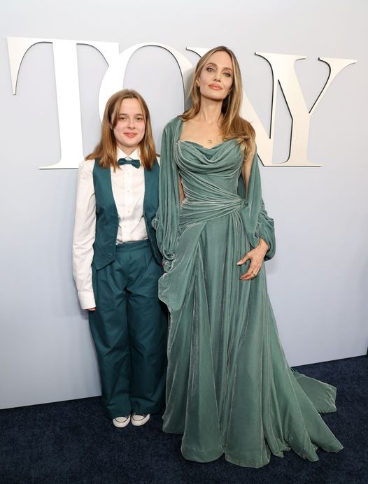 Angelina Jolie and Daughter Vivienne Have a Matching Moment on 2024 Tony Awards Red Carpet