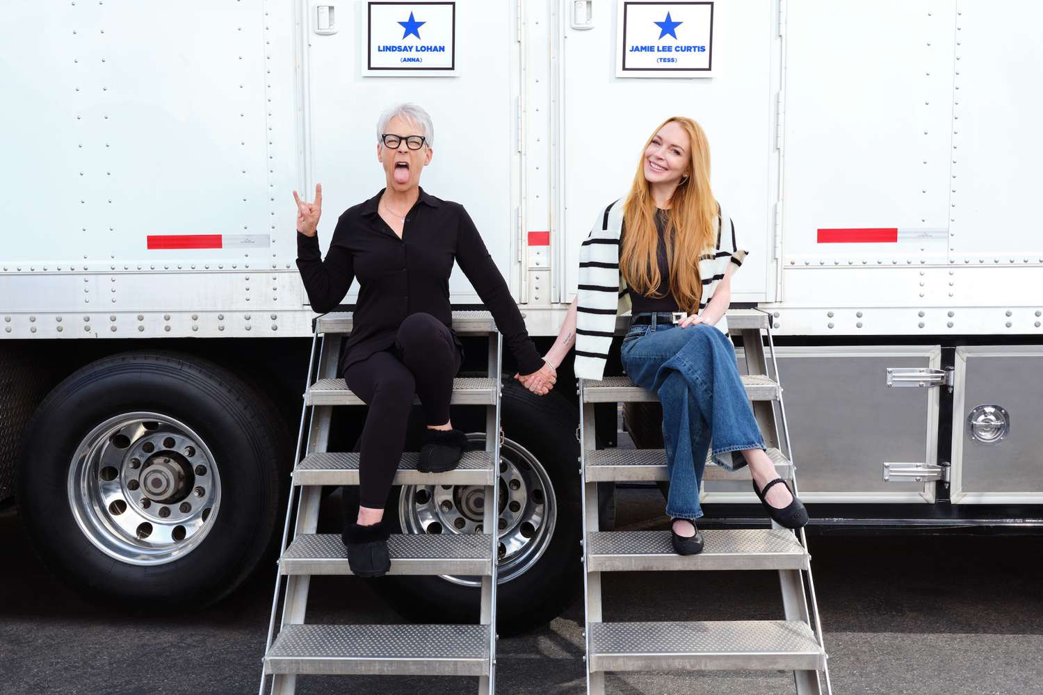 Lindsay Lohan and Jamie Lee Curtis Hold Hands on ‘Freaky Friday 2’ Set as Sequel Begins Filming