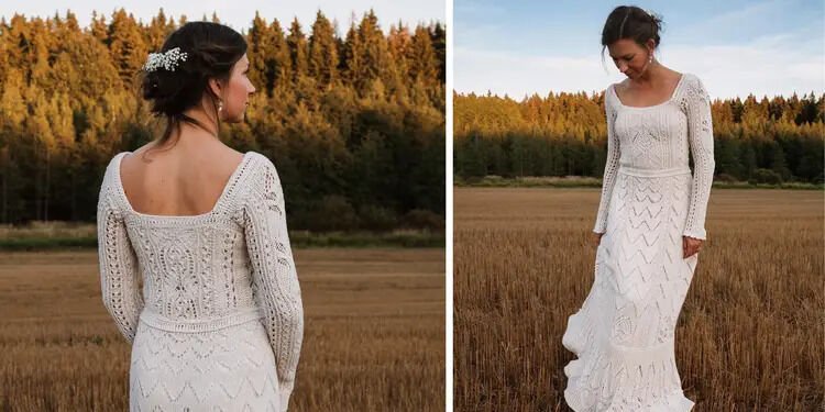 This Bride Finished Knitting Her Wedding Dress 4 Days Before The Wedding, Documented The Entire Process And Shared It Online