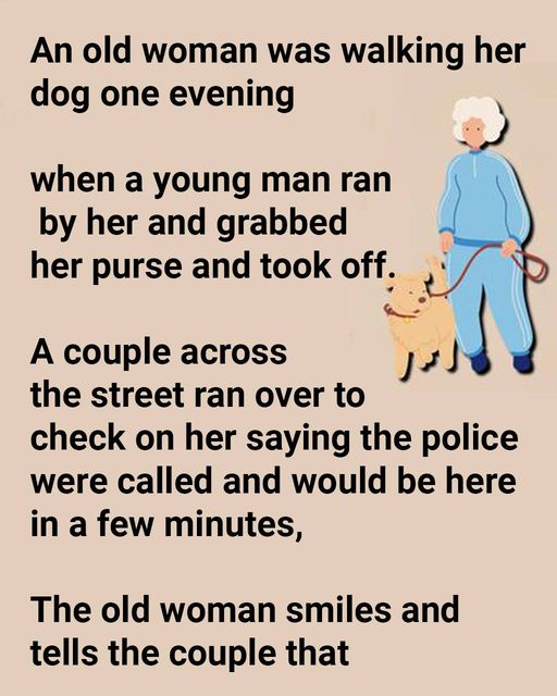 An Old Woman Was Walking Her Dog