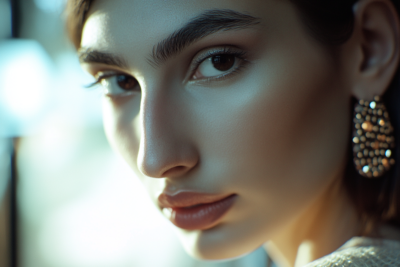 A young woman looking straight ahead | Source: Midjourney