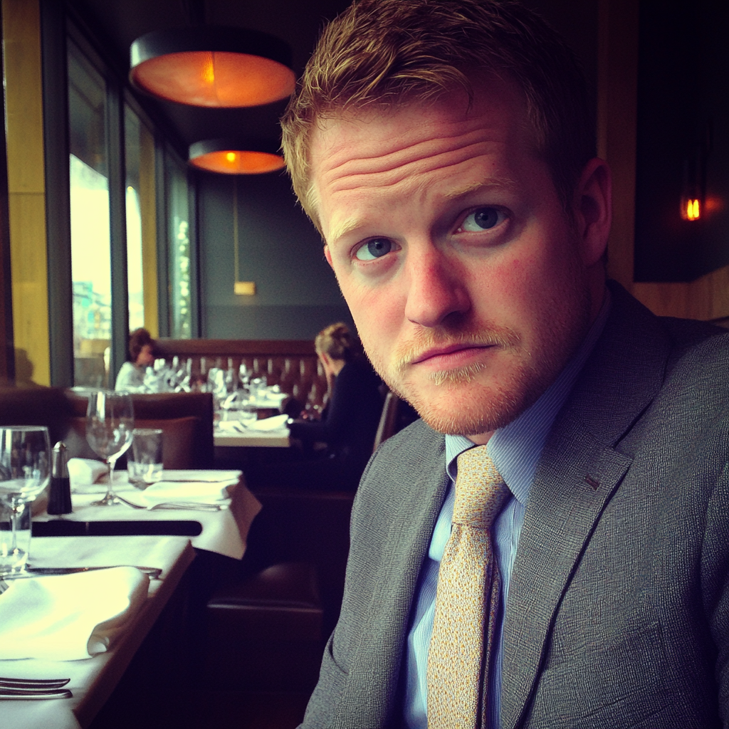 A man sitting at a restaurant | Source: Midjourney