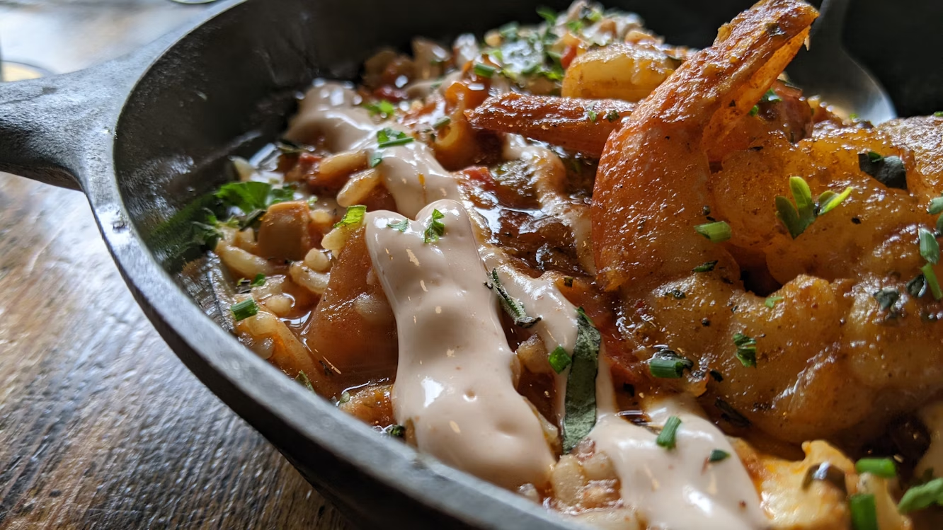 Food on a cast iron pan